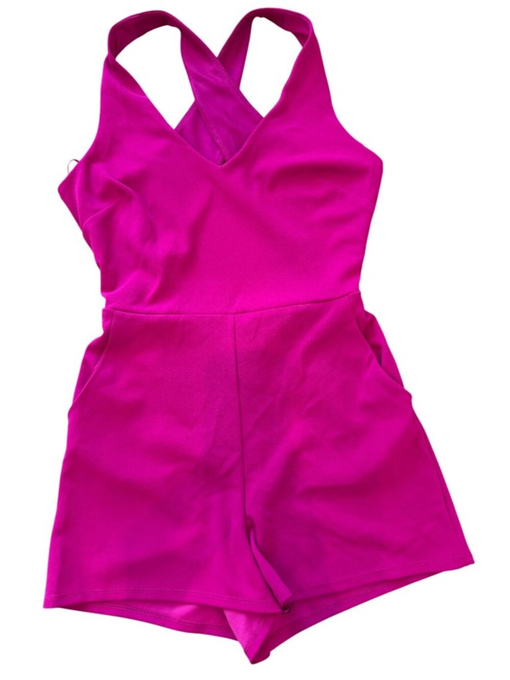 Crystal Sky Hot Pink Cross-Back Romper - Size Medium